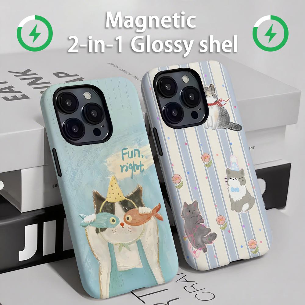 Perfume Pure Xs - แมวและสุนัขน่ารักเคสโทรศัพท์แม่เหล็ก 2-in-1 Glossy SHELL สําหรับ iPhone